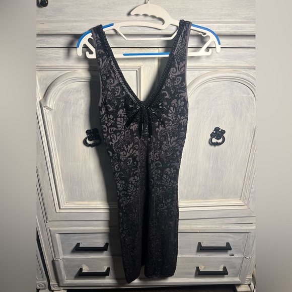 Free People Black Grey Starstruck Jacquard Embroidered Beaded Sweater Dress - Picture 5 of 12